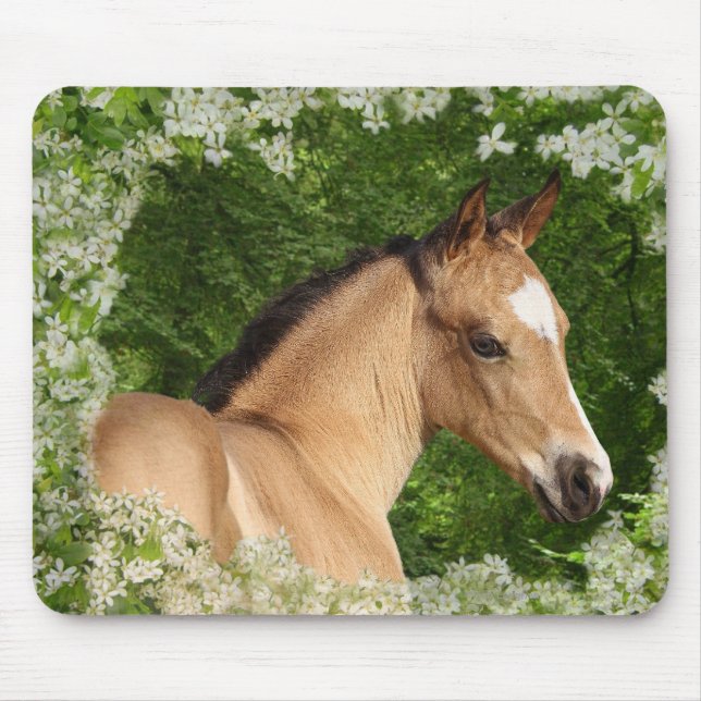 Fantasie-Pferde: Blumen Mousepad (Vorne)