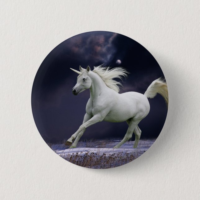Fantasie-Pferde: Einhorn Button (Vorderseite)
