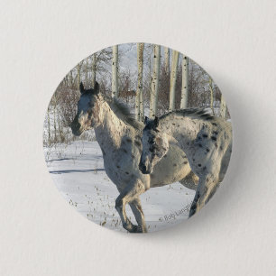 Fantasie-Pferde: Winter-Märchenland Button