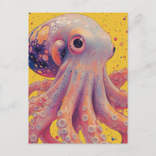 Fantasie Rosa und Lila Oktopus Postkarte