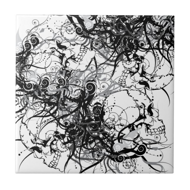 Fantasie-Schädel Fliese (Vorderseite)