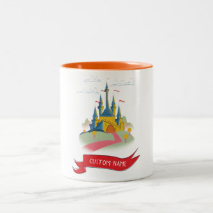 Fantasie-Schloss benutzerdefinierter Text Zweifarbige Tasse