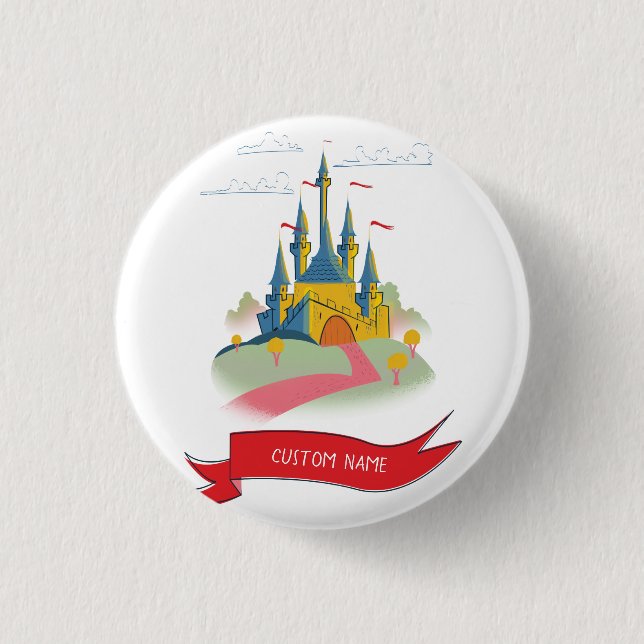 Fantasie-Schloss mit individuellem Text Button (Vorderseite)