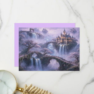 Fantasie-Schloss Surrealistische Landschaft Lavend Dankeskarte
