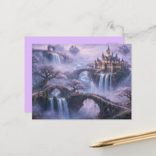 Fantasie-Schloss Surrealistische Landschaft Lavend Postkarte