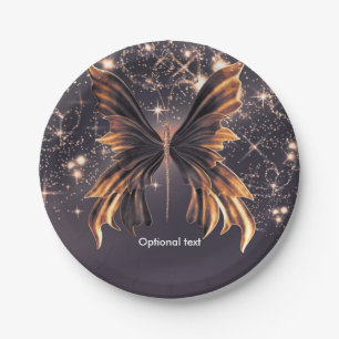 Fantasie Schmetterling Gold Glanz Pappteller