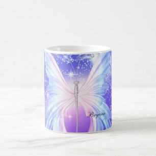 Fantasie Schmetterling Rosa & Lila Glitter Kaffeetasse