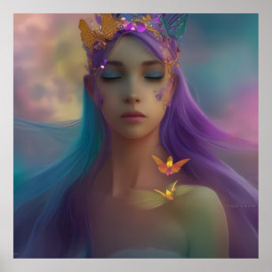 Fantasie Schmetterlingsflügel Mädchen lila pink cy Poster