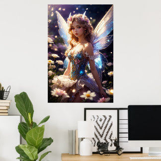 Fantasie Schöne Blumenfee Poster