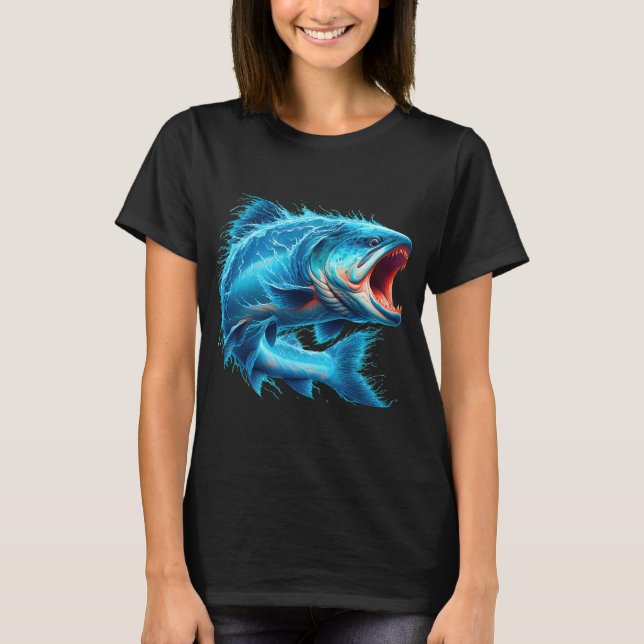 Fantasie springender Fisch mit Wasser T-Shirt (Vorderseite)