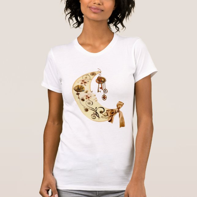 Fantasie Steampunk Mond T-Shirt (Vorderseite)