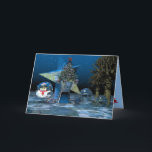 Fantasie-surrealistische Weihnachtslandschaft Feiertagskarte<br><div class="desc">Eine festliche surrealistische Weihnachtslandschaft mit Schnee,  eisigem Flitter,  einem Weihnachtsbaum und einem enormen Stern in einer Landschaft mit Bäumen. Dieses Produkt kann besonders angefertigt werden,  indem man ändert die inneren Kartenhintergrundfarben und/oder den Text in das gewünschte</div>