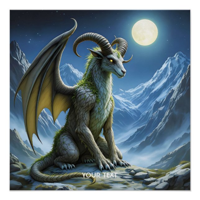 Fantasie Süß Fabelhaft Widder Drache Poster (Vorderseite)
