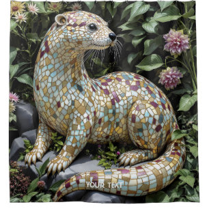 Fantasie Süße Spielende Otter Skulptur Duschvorhang