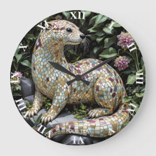 Fantasie Süße Spielende Otter Skulptur Große Wanduhr