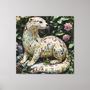 Fantasie Süße Spielende Otter Skulptur Leinwanddruck