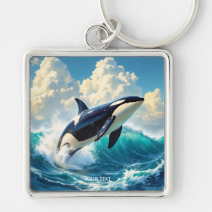Fantasie Süßer Delfin Meer Wolken Schlüsselanhänger