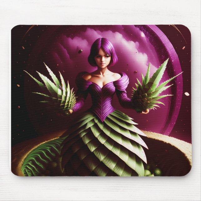 Fantasie-Szene mit Ananas-Mädchen Mousepad (Vorne)