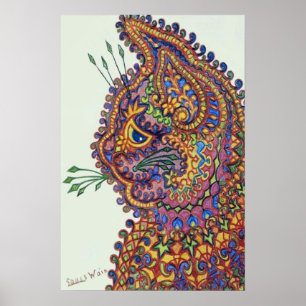 Fantasie-Tapeten-Katze Louis Wain Poster