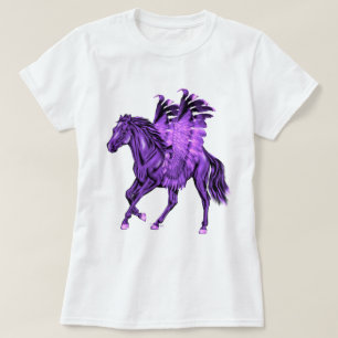 Fantasie-Thema Lila Pegasus geflügeltes Pferd T-Shirt