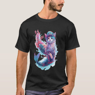 Fantasie Tierliebhaber Meerjungfrau Katze T-Shirt