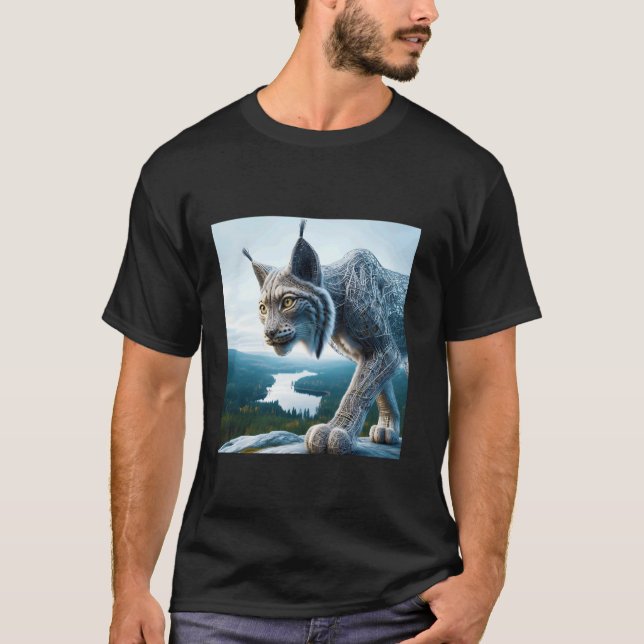Fantasie Verdrahteter Luchs Wald T-Shirt (Vorderseite)