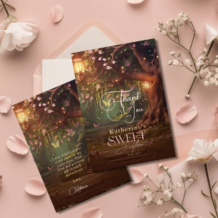Fantasie-Wald Verzauberter Wald Leuchten Sweet 16 Dankeskarte