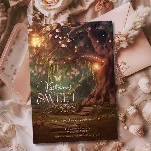Fantasie-Wald Verzauberter Wald Leuchten Sweet 16 Einladung