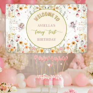 Fantasie-Wildblumenfee erstes Willkommensschild Banner