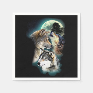 Fantasie-Wolf-Mond-Berg Serviette