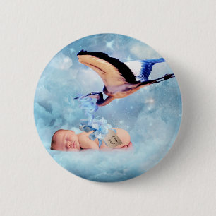 Fantasiebaby und -storch button