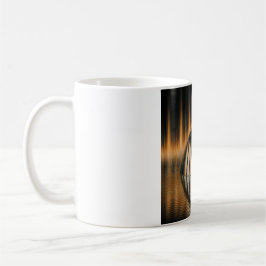Fantasiebild Bronze-Halbkuppel auf reflektierender Kaffeetasse