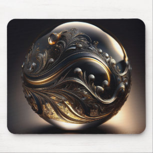 Fantasiebild einer grauen transparenten Kugel mit Mousepad