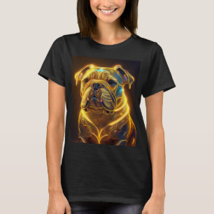 Fantasiebild Neon Gelber Englischer Bulldogge T-Shirt