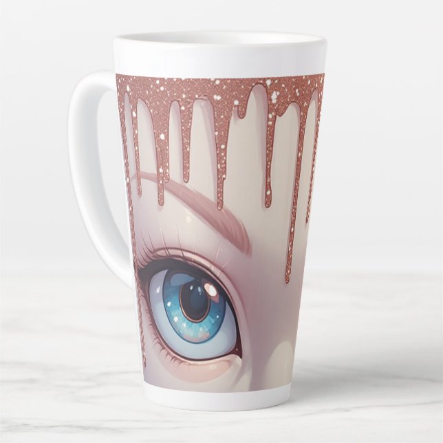 Fantasieblaue Augen mit Tröpfchen Milchtasse (Linke Ecke)