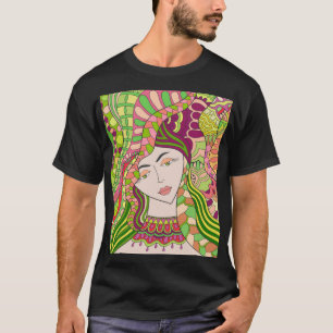 Fantasiefrau: Abstraktes Frühlingsvolk. T-Shirt