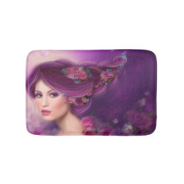 Fantasiefrau mit lila Frisur Bath Mat Badematte