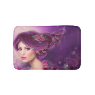 Fantasiefrau mit lila Frisur Bath Mat Badematte