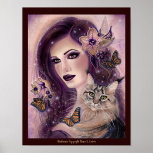 Fantasiefrauen mit Katze von Renee Lavoie Poster