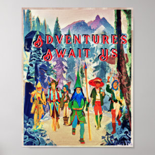 Fantasiefreunde auf dem März, fügen Sie Ihren Text Poster