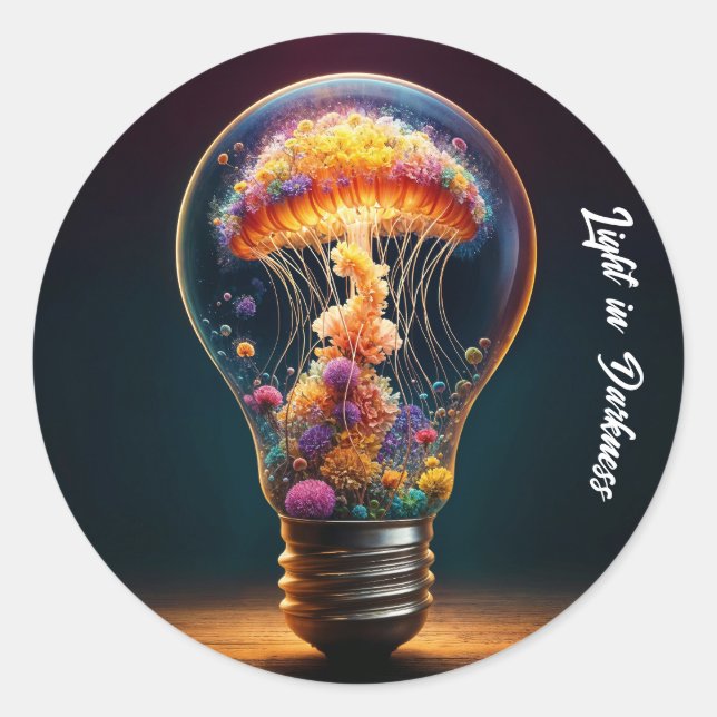 Fantasieglas Glühbirne Wasserleuchten Kreativität Runder Aufkleber (Vorderseite)