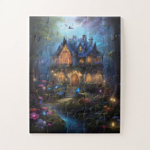 Fantasiehaus Wald Märchenheim magische Lichter Puzzle