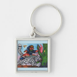 Fantasiejunge, der mit dem Drachen und Adler der K Schlüsselanhänger