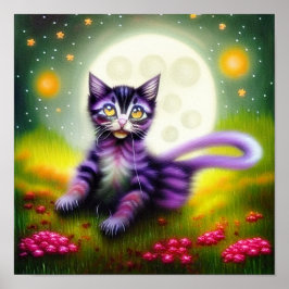 Fantasiekitten und Mond Poster