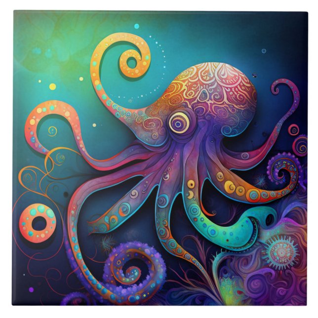 Fantasiektopus, Aquarellon Fliese (Vorderseite)
