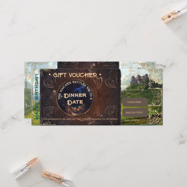 Fantasielandschaft Vintager romantischer Geschenkg (Vorderseite/Rückseite Beispiel)