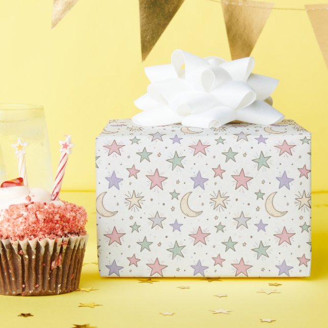 Fantasiemond-Sternenmuster Geschenkpapier (Geburtstagsparty)