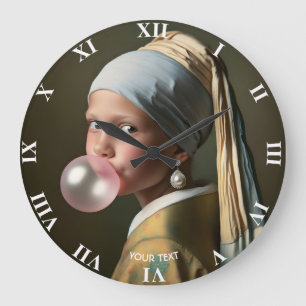 FantasieNiedliches Rosa-Bläschen Große Wanduhr