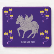 Fantasiepferd und Blume Mousepad valentinisches Ge
