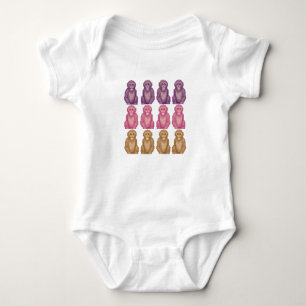 Fantasiereiche Pixel-Style-farbige Affen Baby Strampler